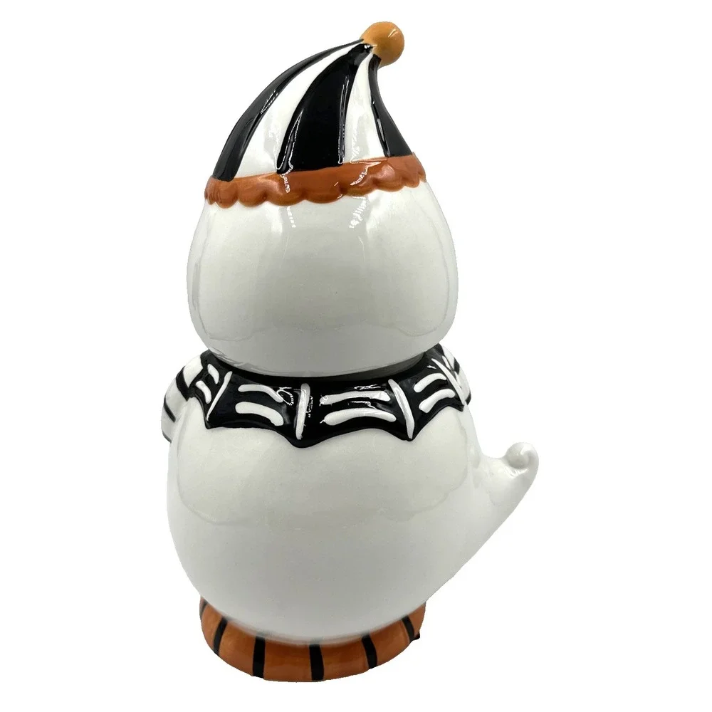Retro Ghost Cookie Jar Jack O Lantern Lane Halloween Black White Orange Decor